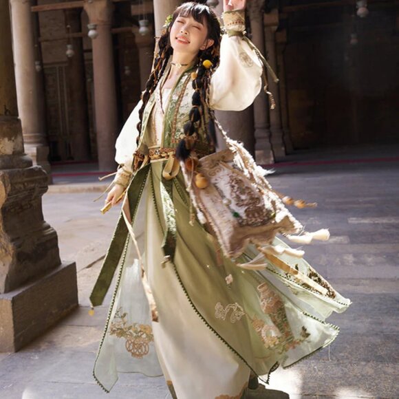 Dream Merchant Embroidered Outfit Set | Women Cardigan Blouse Maxi Skirt M808 - Picture 2 of 7